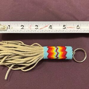 VTG Native American SHOSHONE Keychain hand-Tanned Leather cylindrical bright